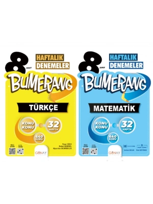 GÜNAY YAYINLARI 8.SINIF BUMERANG 32 HAFTALIK TÜRKÇE - MATEMATİK DENEMELERİ (2 KİTAP)