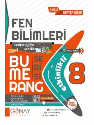 GÜNAY YAYINLARI 8.Sınıf Bumerang Fen Bilimleri Etkinlikli Akıllı Kitap