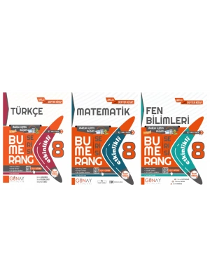 GÜNAY YAYINLARI 8. Sınıf Bumerang Serisi Türkçe - Matematik - Fen Bilimleri Konu Anlatımlı ve Etkinlikli Soru Bankası (3 Kitap)