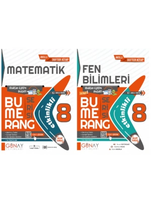 GÜNAY YAYINLARI 8. Sınıf Bumerang Serisi Matematik - Fen Bilimleri Konu Anlatımlı ve Etkinlikli Soru Bankası (2 Kitap)