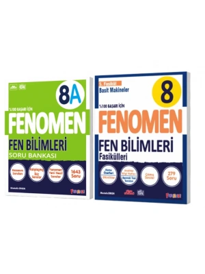 FENOMEN YAYINLARI 8. SINIF Fen Bilimleri A Soru Bankası + Fen Bilimleri 5. Fasikül (Basit Makineler) (2 KİTAP)