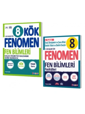 FENOMEN YAYINLARI 8. SINIF Kök Fen Bilimleri Soru Bankası + Fen Bilimleri 6. Fasikül (Enerji Dön. Ve Çevre Bil.-Elektrik Yükleri Elek. Enerjisi) (2 KİTAP)