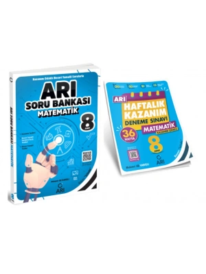 ARI YAYINLARI 8. Sınıf Matematik Arı Soru Bankası + Matematik Arı Haftalık Kazanım Deneme ( 2 KİTAP )