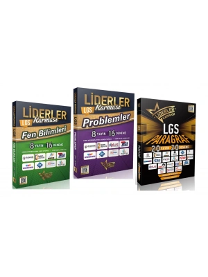LİDERLER KARMASI LGS FEN BİLİMLERİ + PROBLEMLER + PARAGRAF DENEMELERİ (3 KİTAP)
