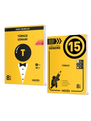 HIZ YAYINLARI 8. SINIF TÜRKÇE UZMANI SORU BANKASI + Türkçe 15 li Deneme (2 KİTAP)