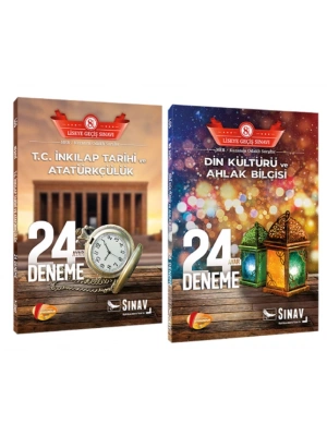 SINAV YAYINLARI LGS T.C. İnkilap tarihi ve Atatürkçülük + Din Kültürü ve Ahlak Bilgisi 24 Ayar Deneme (2 KİTAP)