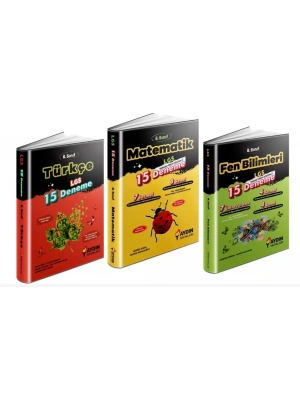 AYDIN YAYINLARI 8. Sınıf Türkçe + Matematik + Fen Bilgisi 15liBranş Denemeleri (3 Kitap)