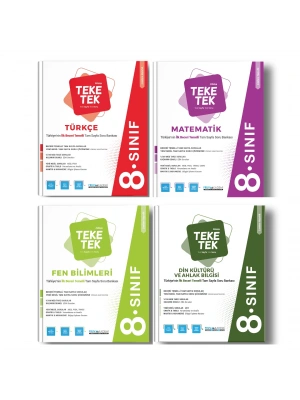 PRUVA AKADEMİ YAYINLARI 8.SINIF TÜRKÇE + MATEMATİK + FEN BİLİMLER + DİN TEKE TEK