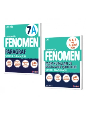 FENOMEN YAYINLARI 7 Paragraf A Soru Bankası + Yazım Kuralları Ve Noktalama İşaretleri Soru Bankası (2 Kitap)