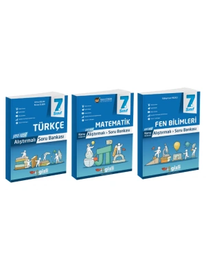 Gizli Yayınları 7. Sınıf Türkçe + Matematik + Fen Bilimleri Alıştırmalı Soru Bankası