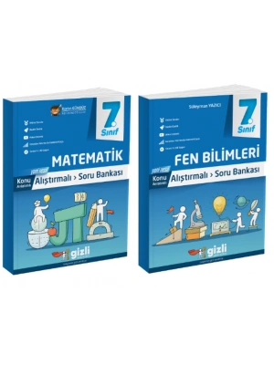 Gizli Yayınları 7. Sınıf Matematik + Fen Bilimleri Alıştırmalı Soru Bankası