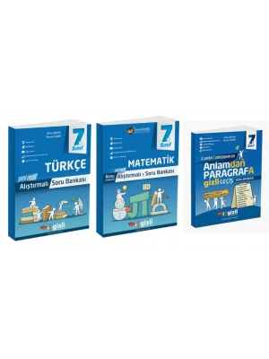 Gizli Yayınları 7. Sınıf Türkçe + Matematik + Paragraf Alıştırmalı Soru Bankası