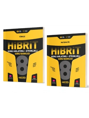 HIZ YAYINLARI 8. Sınıf Türkçe + Matematik Hibrit Soru Bankası (Konu Anlatımlı - Etkinlikli)