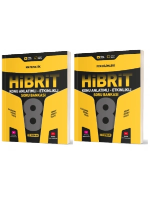 HIZ YAYINLARI 8. Sınıf Matematik + Fen Bilimleri Hibrit Soru Bankası (Konu Anlatımlı - Etkinlikli)