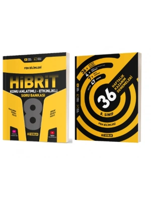 HIZ YAYINLARI 8. Sınıf Fen Bilimleri Hibrit Soru Bankası (Konu Anlatımlı - Etkinlikli) + 36 Haftalık Deneme