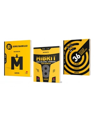 HIZ YAYINLARI 8. Sınıf Matematik Soru Bankası + Hibrit Soru Bankası (Konu Anlatımlı - Etkinlikli) + 36 Haftalık Deneme