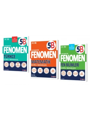 FENOMEN YAYINLARI 5 Türkçe B Soru Bankası + Matematik B Soru Bankası + Fen Bilimleri B Soru Bankası