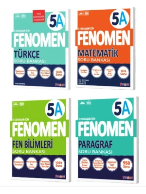 FENOMEN YAYINLARI 5 Türkçe A + Matematik A + Fen Bilimleri A + PARAGRAF A Soru Bankası