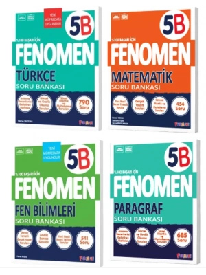 FENOMEN YAYINLARI 5 Türkçe B + Matematik B + Fen Bilimleri B + PARAGRAF B Soru Bankası