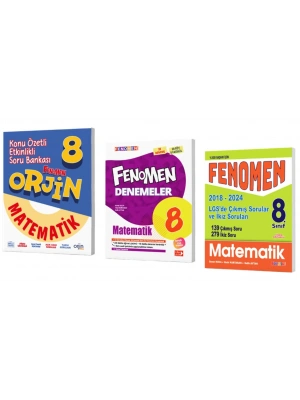 FENOMEN YAYINLAR Orjin 8 Matematik Konu Özetli Etkinlikli Soru Bankası + Denemeler + Çıkmış Sorular (2018-2024)
