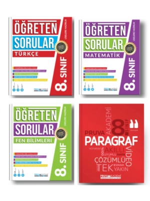 PRUVA AKADEMİ YAYINLARI 8.SINIF ÖĞRETEN SORULAR TÜRKÇE + MATEMATİK + FEN BİLİMLERİ + PARAGRAF SORU BANKASI