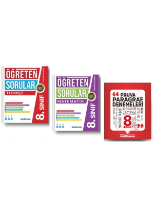 PRUVA AKADEMİ YAYINLARI 8.SINIF ÖĞRETEN SORULAR TÜRKÇE + MATEMATİK + PARAGRAF DENEME