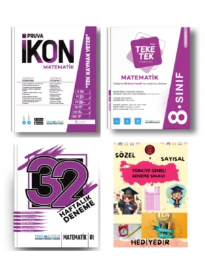 PRUVA AKADEMİ YAYINLARI 8.SINIF MATEMATİK İKON SORU BANKASI+32 HAFTA MATEMATİK DENEME+MATEMATİK TEKE TEK+HEDİYE
