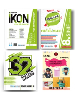 PRUVA AKADEMİ YAYINLARI 8.SINIF FEN BİLİMLERİ İKON SORU BANKASI+32 HAFTA FEN BİLİMLERİ DENEME+FEN BİLİMLERİ SORULAR KONUŞUYOR+HEDİYE