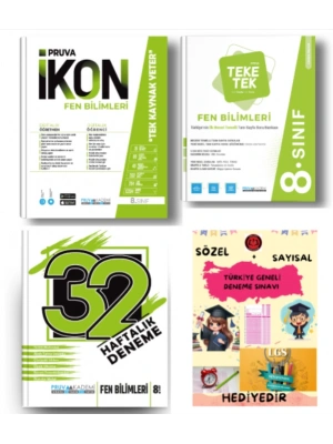 PRUVA AKADEMİ YAYINLARI 8.SINIF FEN BİLİMLERİ İKON SORU BANKASI+32 HAFTA FEN BİLİMLERİ DENEME+FEN BİLİMLERİ TEKE TEK+HEDİYE