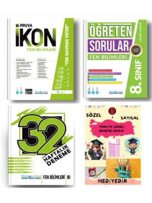 PRUVA AKADEMİ YAYINLARI 8.SINIF FEN BİLİMLERİ İKON SORU BANKASI+32 HAFTA FEN BİLİMLERİ DENEME+FEN BİLİMLERİ ÖĞRETEN SORULAR+HEDİYE