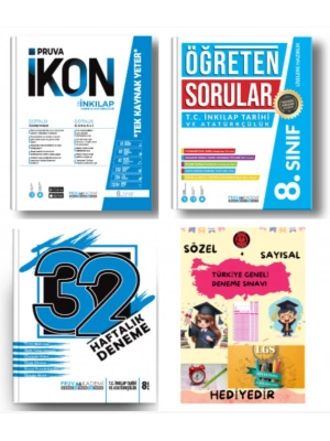 PRUVA AKADEMİ YAYINLARI 8.SINIF İNKİLAP TARİHİ İKON SORU BANKASI+32 HAFTA İNKİLAP TARİHİ DENEME+İNKİLAP TARİHİ ÖĞRETEN SORULAR+HEDİYE