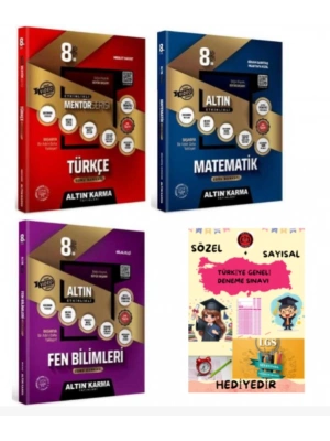 ALTIN KARMA YAYINLARI 8.SINIF TÜRKÇE + MATEMATİK + FEN BİLİMLERİ ETKİNLİKLİ SORU BANKASI + HEDİYE