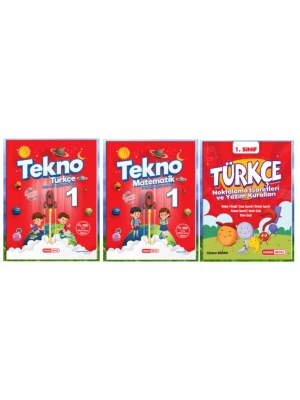 KIRMIZI BEYAZ YAYINLARI 1.SINIF 2.DÖNEM TEKNO TÜRKÇE - MATEMATİK - NOKTALAMA İŞARETLERİ 3LÜ SET