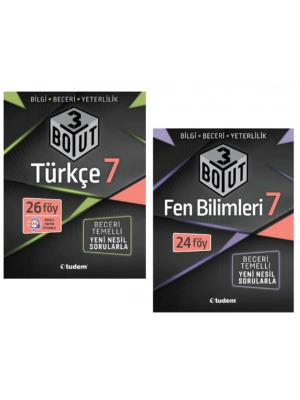 TUDEM YAYINLARI 7.SINIF 3 BOYUT TÜRKÇE - FEN BİLİMLERİ BECERİ TEMELLİ SORU BANKASI