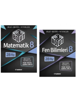 TUDEM YAYINLARI 8.SINIF LGS 3 BOYUT MATEMATİK - FEN BİLİMLERİ BECERİ TEMELLİ SORU BANKASI