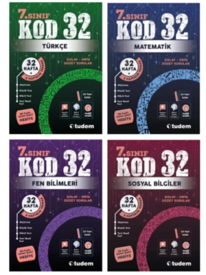 TUDEM YAYINLARI 7.SINIF KOD 32 TÜRKÇE - MATEMATİK - FEN BİLİMLERİ - SOSYAL BİLGİLER