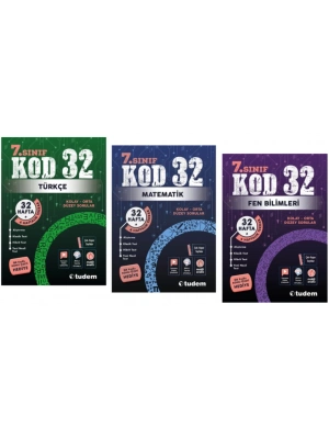 TUDEM YAYINLARI 7.SINIF KOD 32 TÜRKÇE - MATEMATİK - FEN BİLİMLERİ