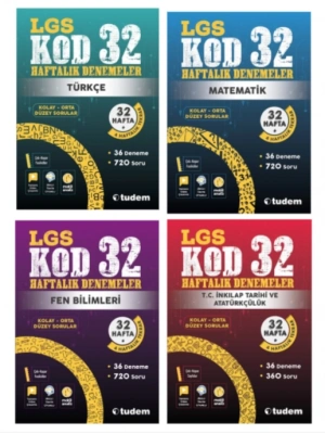 TUDEM YAYINLARI 8.SINIF LGS KOD 32 TÜRKÇE - MATEMATİK - FEN BİLİMLERİ - T.C.İNKİLAP TARİHİ HAFTALIK DENEME