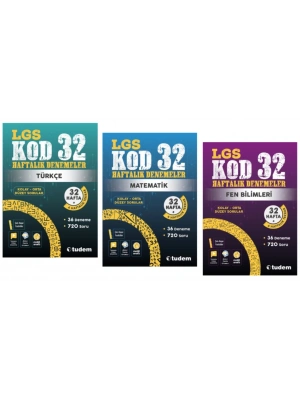 TUDEM YAYINLARI 8.SINIF LGS KOD 32 TÜRKÇE - MATEMATİK - FEN BİLİMLERİ  HAFTALIK DENEME