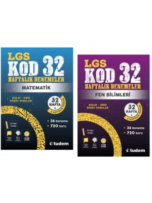 TUDEM YAYINLARI 8.SINIF LGS KOD 32 MATEMATİK - FEN BİLİMLERİ HAFTALIK DENEME