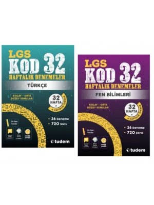 TUDEM YAYINLARI 8.SINIF LGS KOD 32 TÜRKÇE - FEN BİLİMLERİ HAFTALIK DENEME