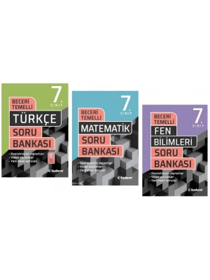 TUDEM YAYINLARI 7.SINIF BECERİ TEMELLİ TÜRKÇE - MATEMATİK - FEN BİLİMLERİ  SORU BANKASI