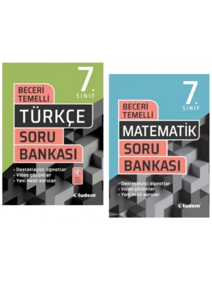TUDEM YAYINLARI 7.SINIF BECERİ TEMELLİ TÜRKÇE - MATEMATİK SORU BANKASI