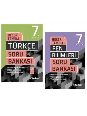 TUDEM YAYINLARI 7.SINIF BECERİ TEMELLİ TÜRKÇE - FEN BİLİMLERİ SORU BANKASI