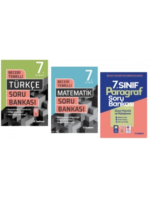 TUDEM YAYINLARI 7.SINIF BECERİ TEMELLİ TÜRKÇE - MATEMATİK - PARAGRAF SORU BANKASI