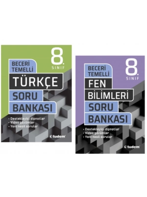 TUDEM YAYINLARI 8.SINIF LGS BECERİ TEMELLİ TÜRKÇE - FEN BİLİMLERİ - SORU BANKASI
