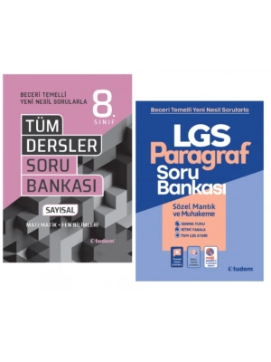 TUDEM YAYINLARI 8.SINIF LGS BECERİ TÜM DERSLER SAYISAL SORU BANKASI - PARAGRAF SORU BANKASI
