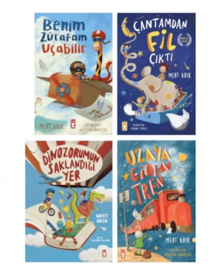 TİMAŞ YAYINLARI BENİM ZÜRAFAM UÇA BİLİR - ÇANTAMDAN FİL ÇIKTI - DİNAZORUMUN SAKLANDIĞI YER - UZAYA GİDEN TREN 4LÜ HİKAYE SETİ