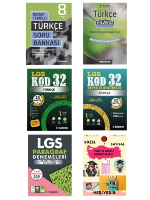 TUDEM YAYINLARI LGS TÜRKÇE BECERİ TEMELLİ SORU BANKASI - TÜRKÇE KLAVUZ DENEME - TÜRKÇE KOD 32 - TÜRKÇE 32 HAFTALIK DENEMELER - LGS PARAGRAF DENEME - HEDİYE