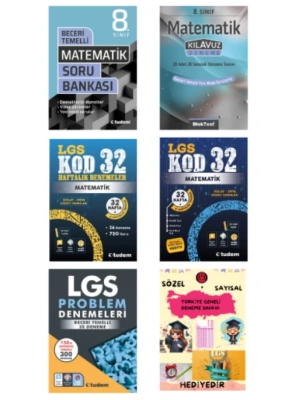 TUDEM YAYINLARI LGS MATEMATİK BECERİ TEMELLİ SORU BANKASI - MATEMATİK KLAVUZ DENEME - MATEMATİK KOD 32 - MATEMATİK 32 HAFTALIK DENEMELER - LGS PROBLEMLER DENEME - HEDİYE